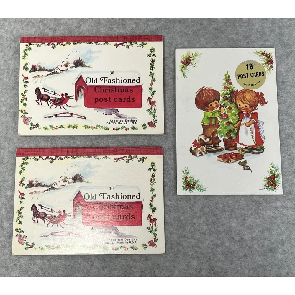 Vintage Old Fashioned Christmas Postcards Holiday Pads Made USA Snow‎ Scene READ